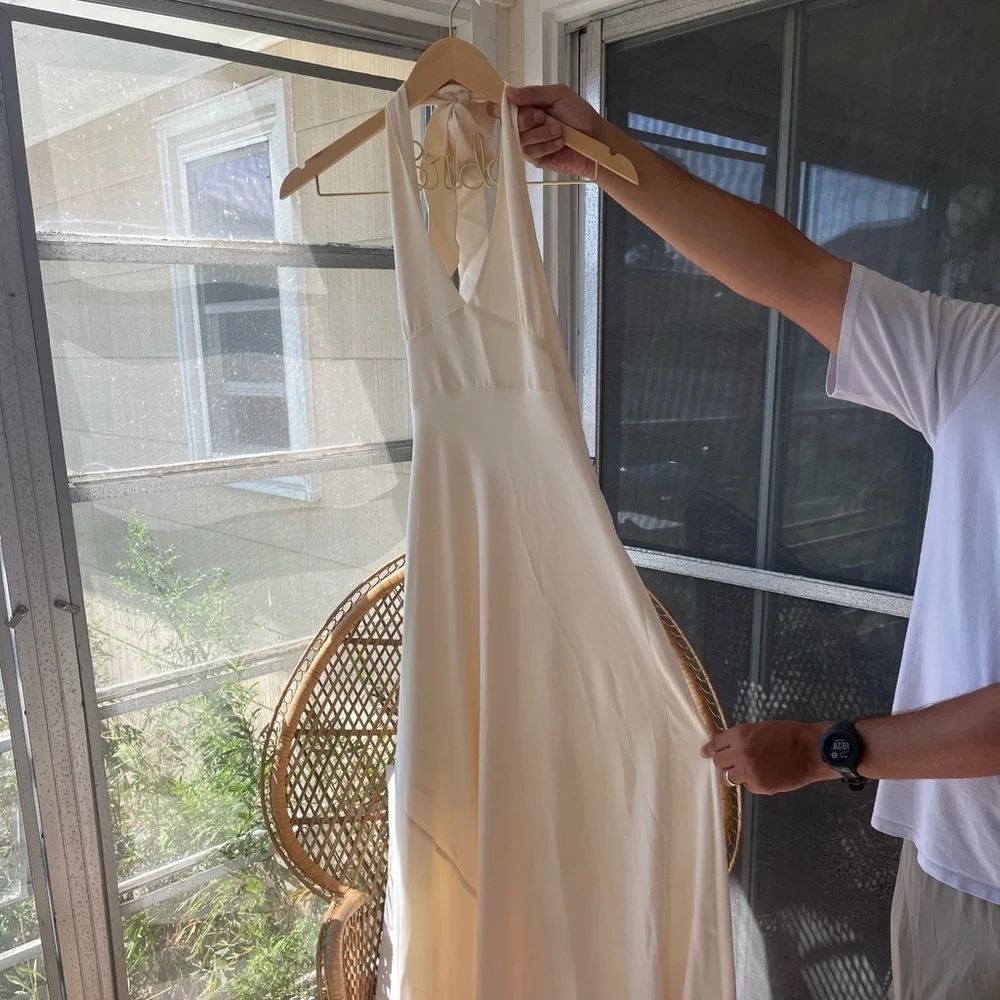 J Crew halter backless silk gown